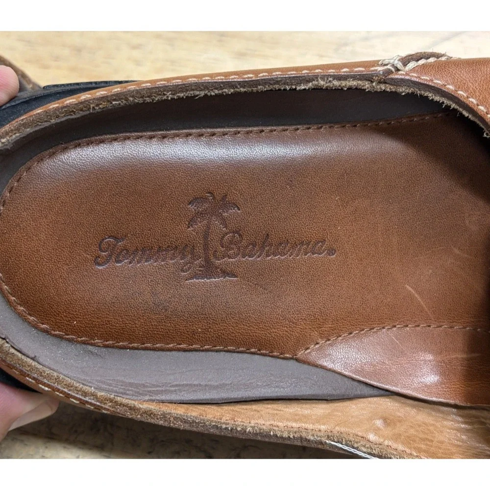 Men's Tommy Bahama Leather Closed-Toe Boating Slides Shoes Mens Size 10 1/2 M